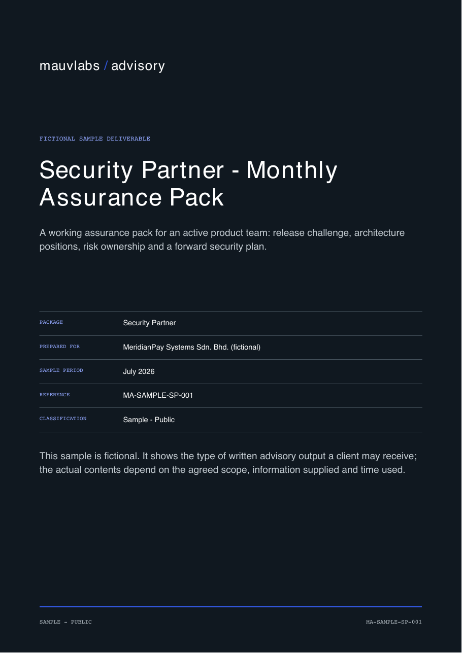 Cover of the fictional Security Partner sample report